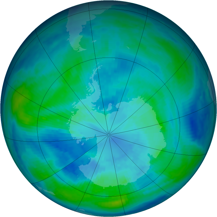 Antarctic ozone map for 30 March 1998